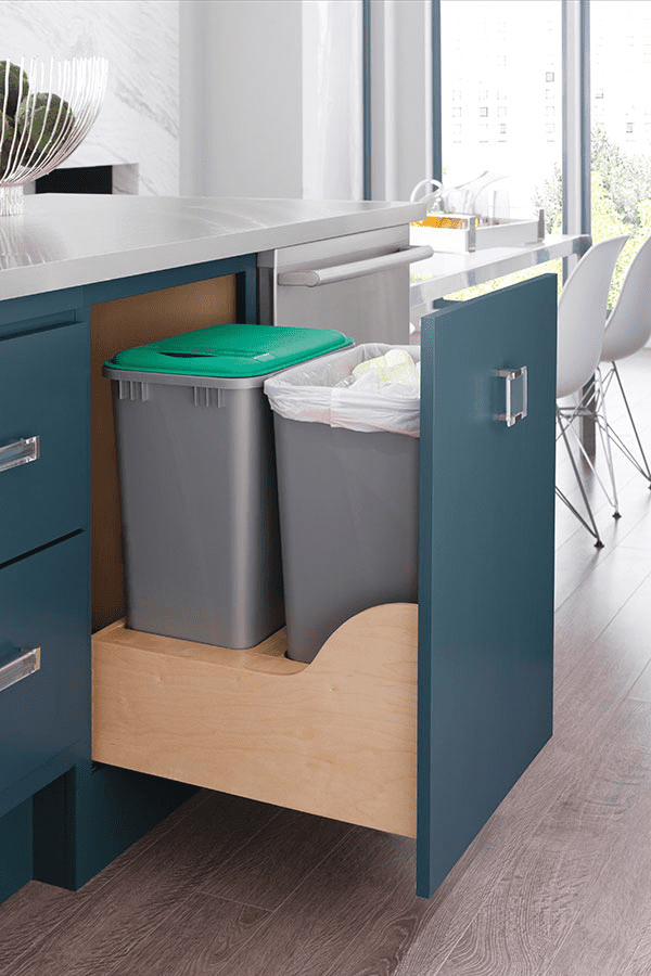 hidden trash cans in cabinets